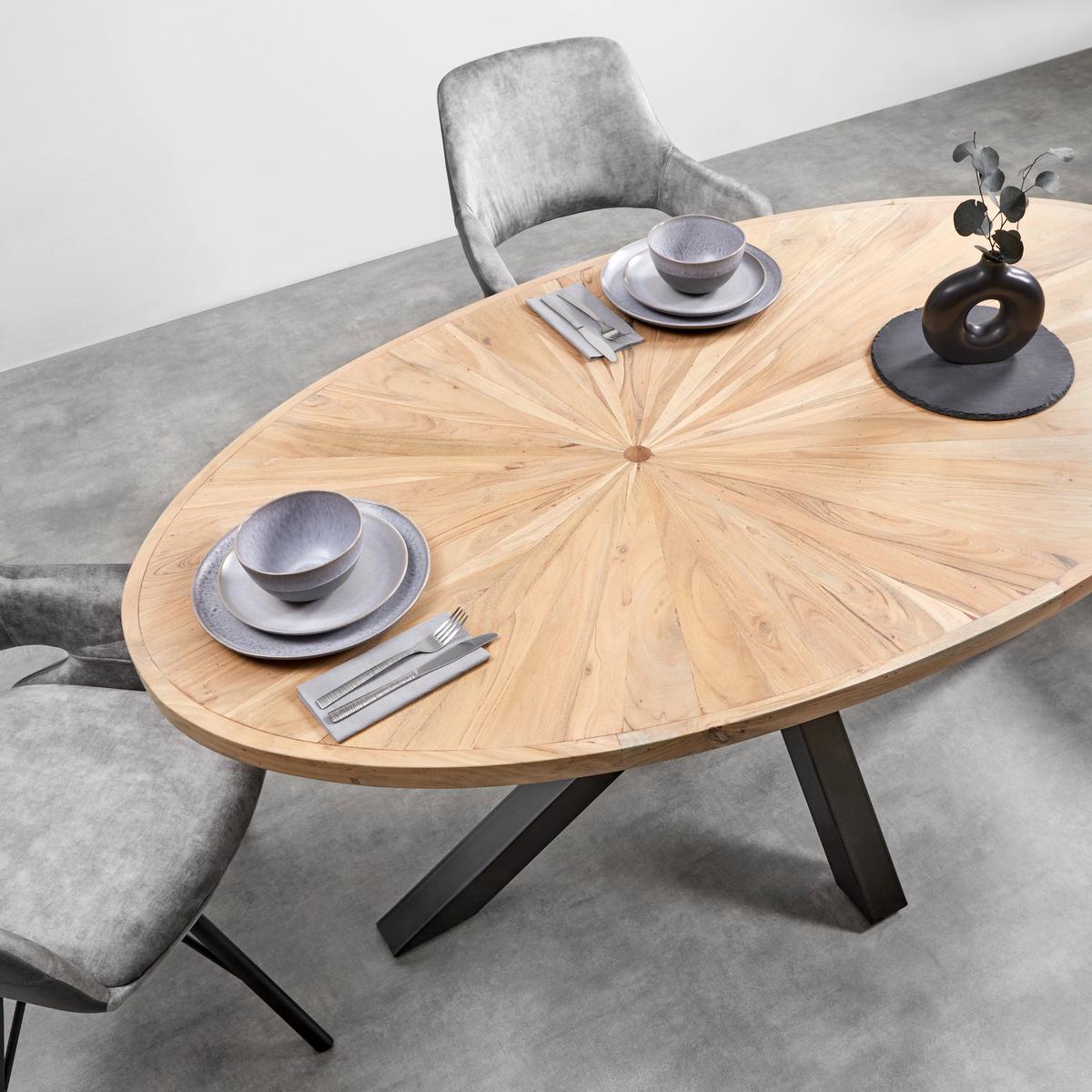 Jedálenský stôl ORBIT akácia masív 180x100cm - čierna/farba akácie, Design, kov/drevo (180/76/100cm) - Zandiara