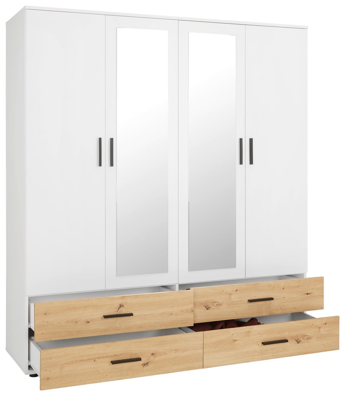 Šatníková skriňa Rasant RASANT - čierna/biela, Konventionell, kompozitné drevo/plast (168/188/52cm) - Mömax