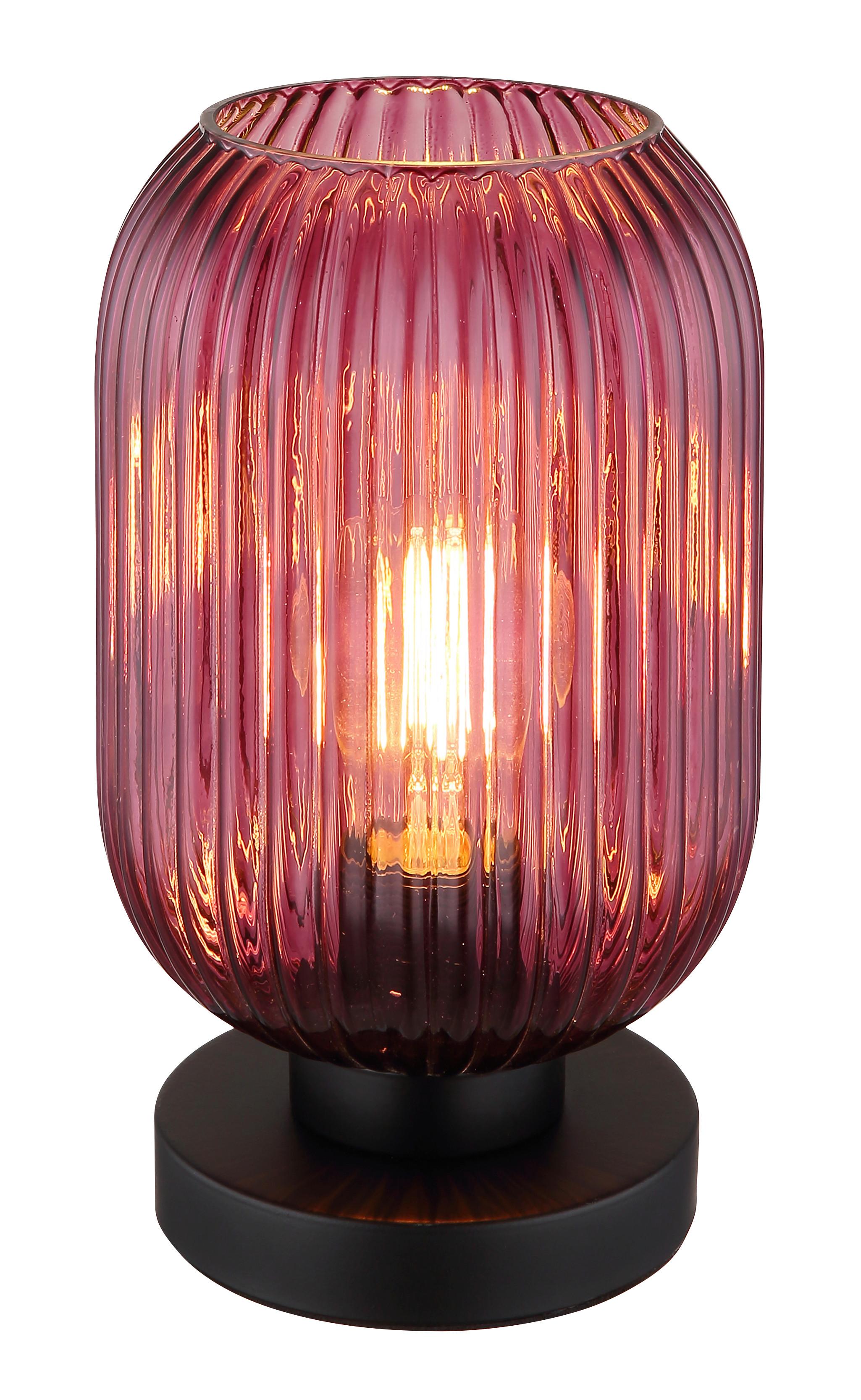 Tischleuchte 15469tp - Lila/Schwarz, KONVENTIONELL, Glas/Metall (14/24cm) - Globo