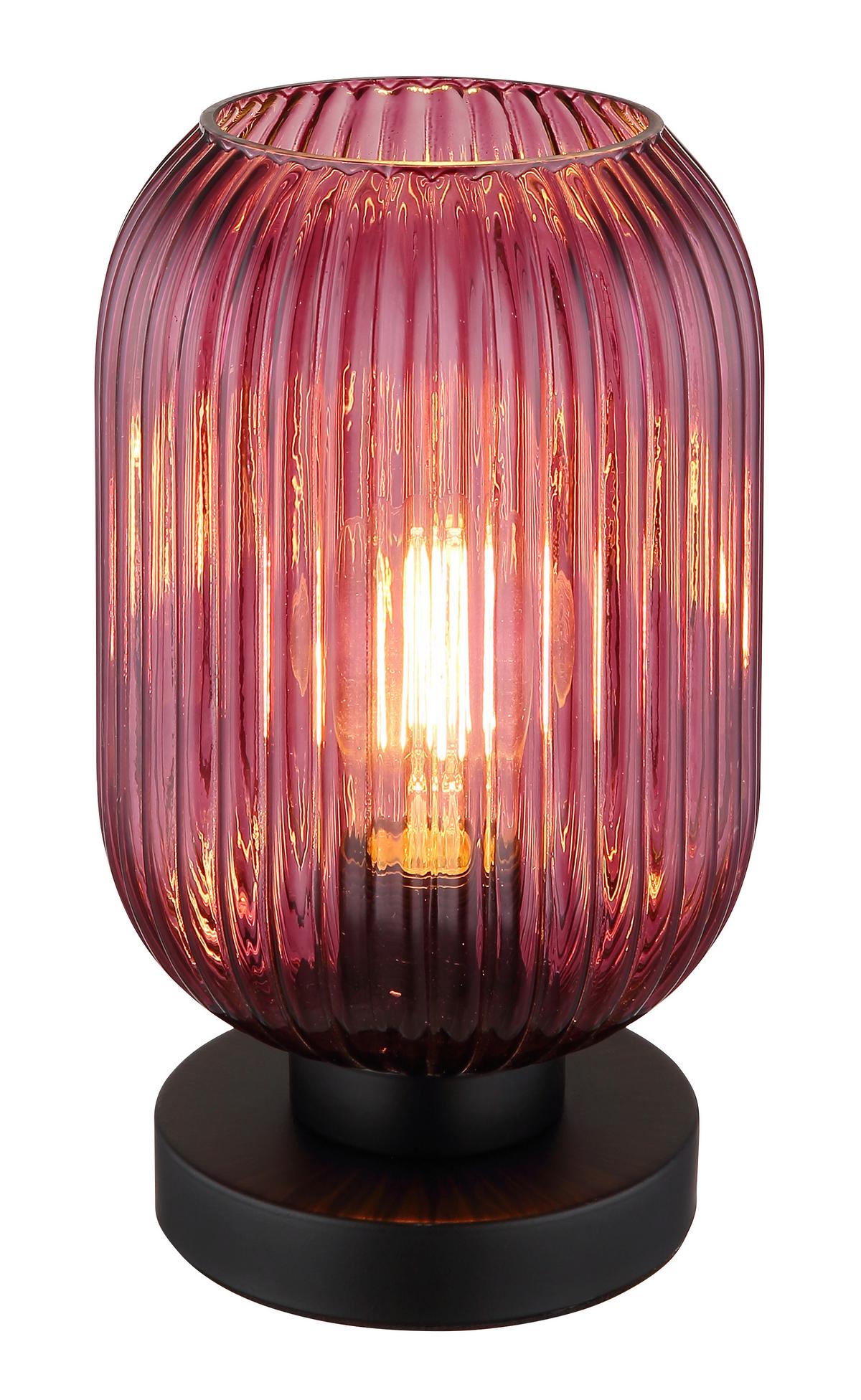 Tischleuchte 15469tp - Lila/Schwarz, KONVENTIONELL, Glas/Metall (14/24cm) - Globo