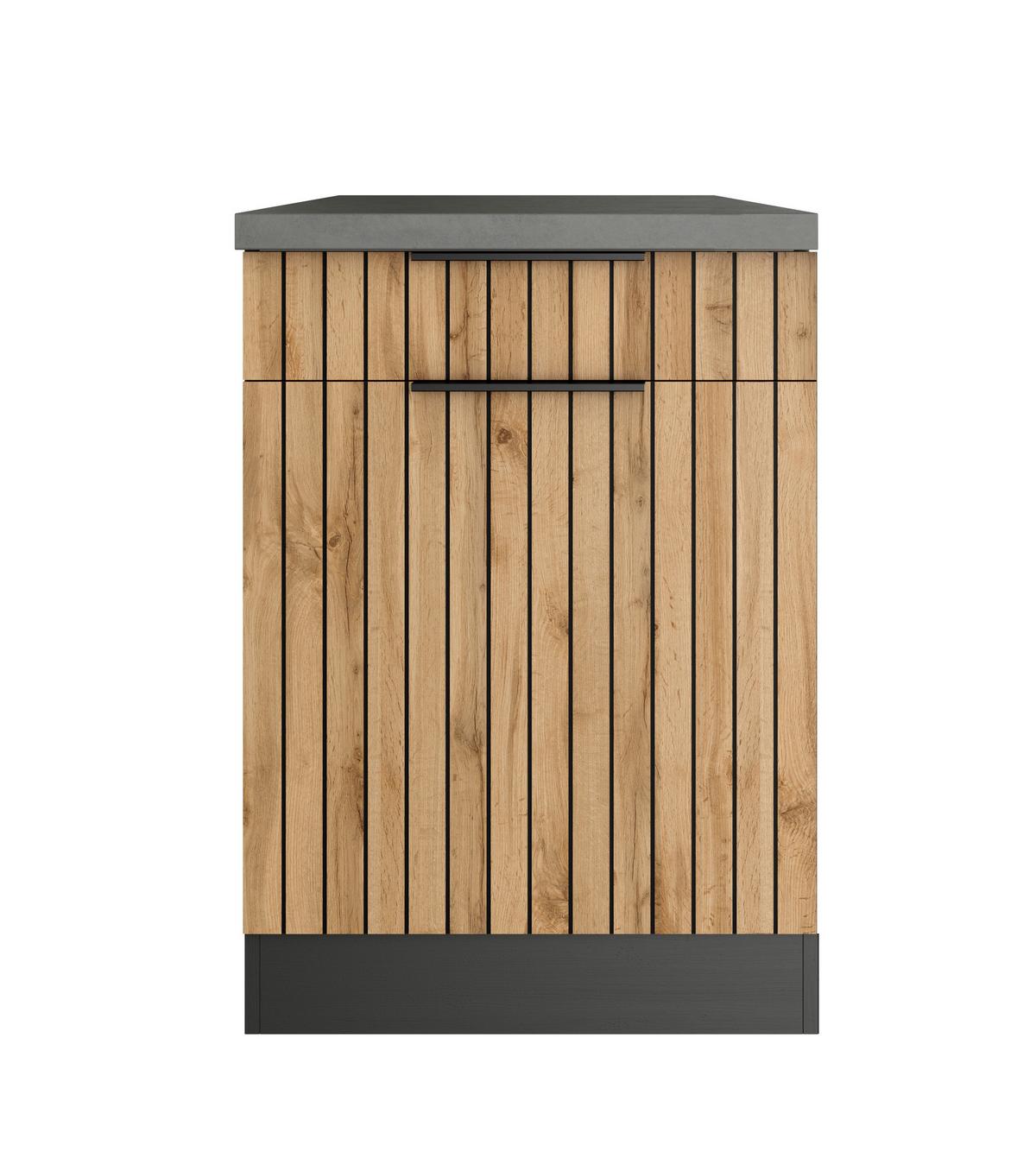 Küchenunterschrank Liverpool Graphit, Eiche Dekor B: 60 cm - Schieferfarben/Eiche Wotan, Basics, Holzwerkstoff (60/86/60cm) - Held