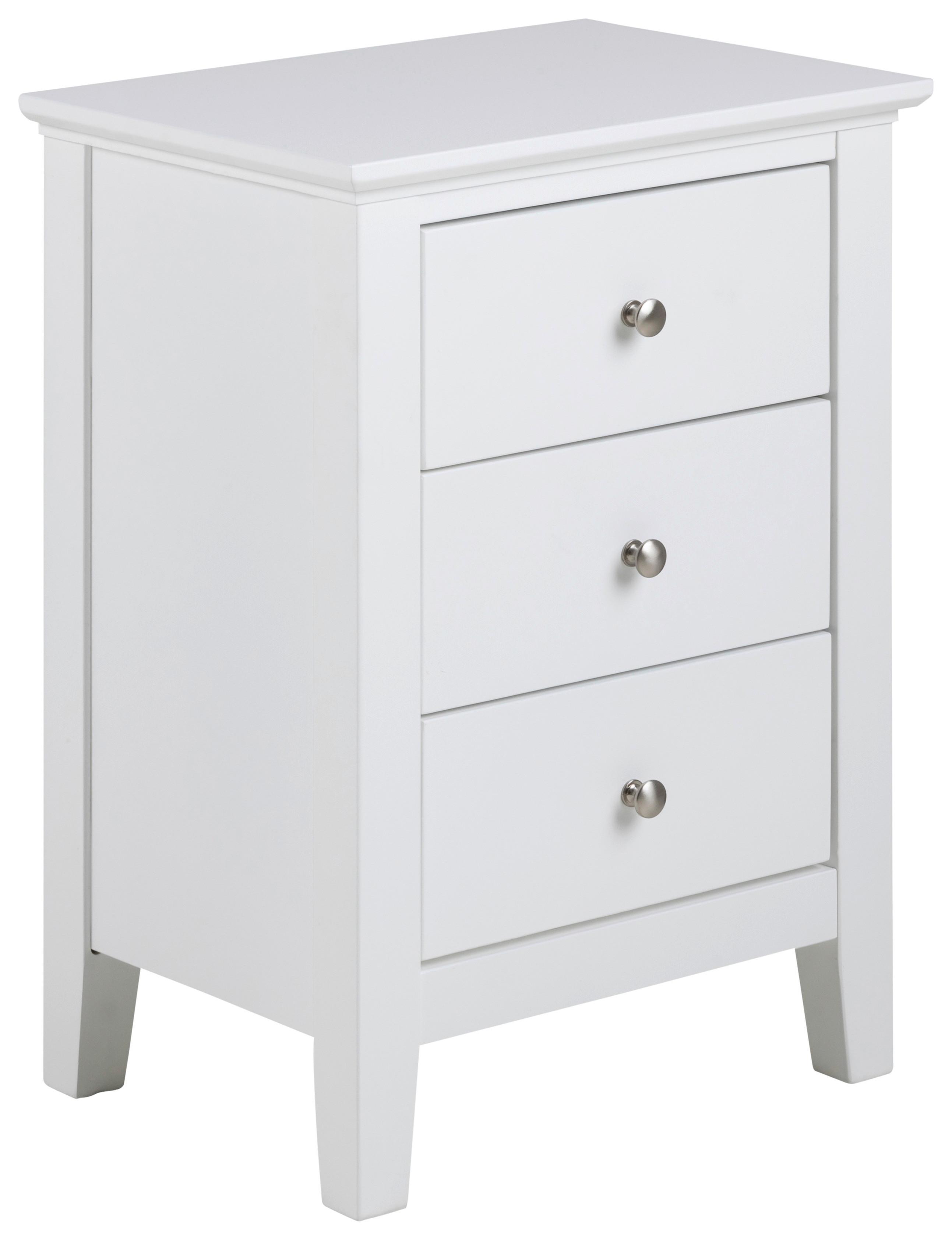 Noční stolek LINNEA - bílá/barvy stříbra, Konvenční, kov/kompozitní dřevo (45/62,8/34cm) - MID.YOU