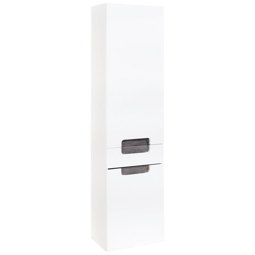 Hochschrank mit Türdämpfer Siena 40cm, Weiß/Eiche Dekor