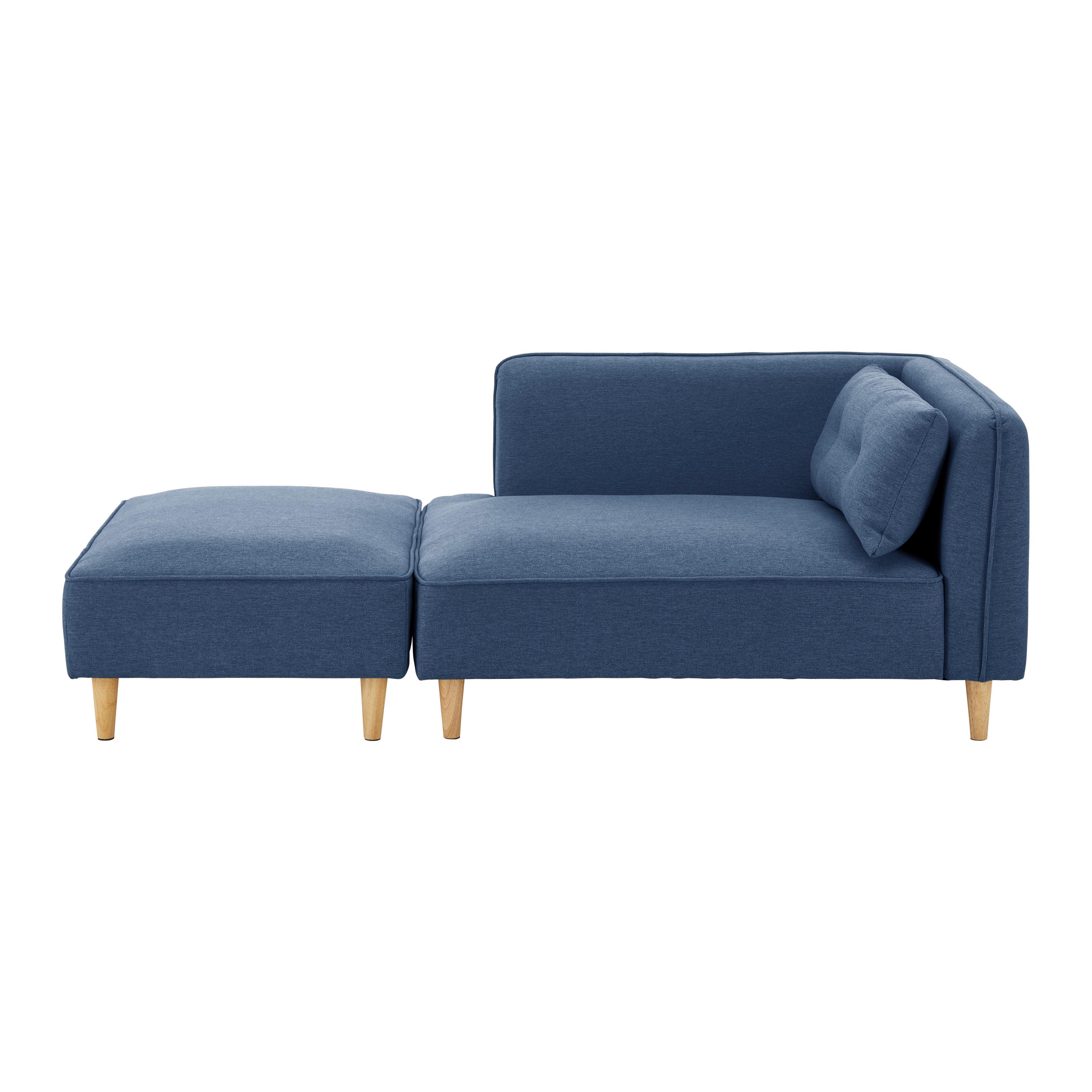 Modulární pohovka FANNY, modrá - modrá/přírodní barvy, Moderní, dřevo/textil (154/55/73cm) - Bessagi Home