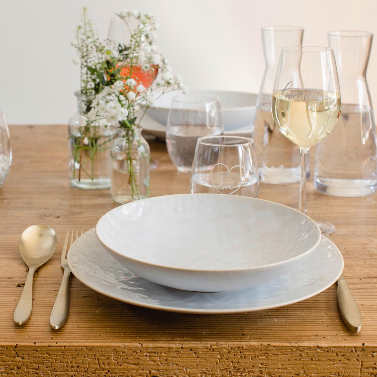 Kombiservice Steinzeug Weiß 8--teilig. - Weiß, Basics, Keramik - Mäser