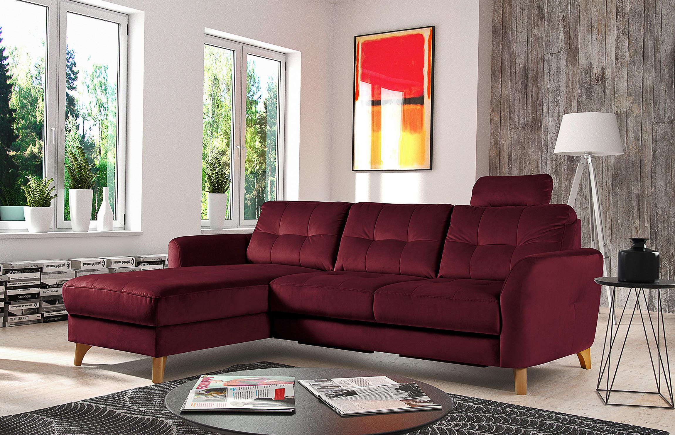 Ecksofa Nordic, Rot S: 168x238 cm - Buchefarben/Rot, Design, Textil (168/238cm) - Livetastic