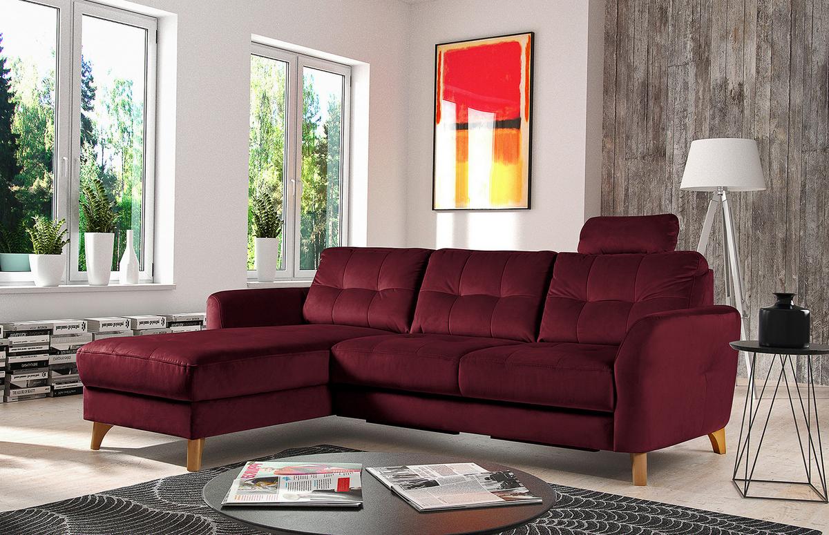 Ecksofa Nordic, Rot S: 168x238 cm - Buchefarben/Rot, Design, Textil (168/238cm) - Livetastic