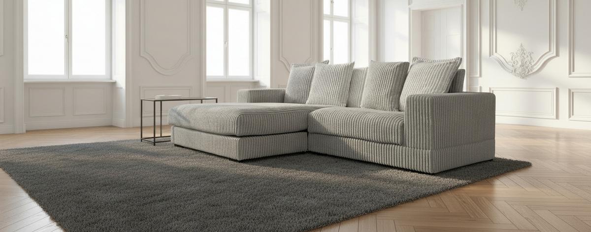 Ecksofa Funny - Taupe/Schwarz, Design, Textil (195/285cm) - MID.YOU