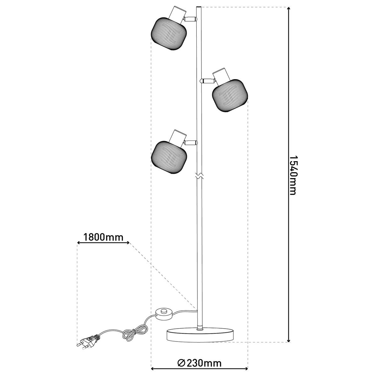 Stehleuchte Mit Fußschalter - Messingfarben/Weiß, LIFESTYLE, Glas/Metall (23/154cm) - Näve