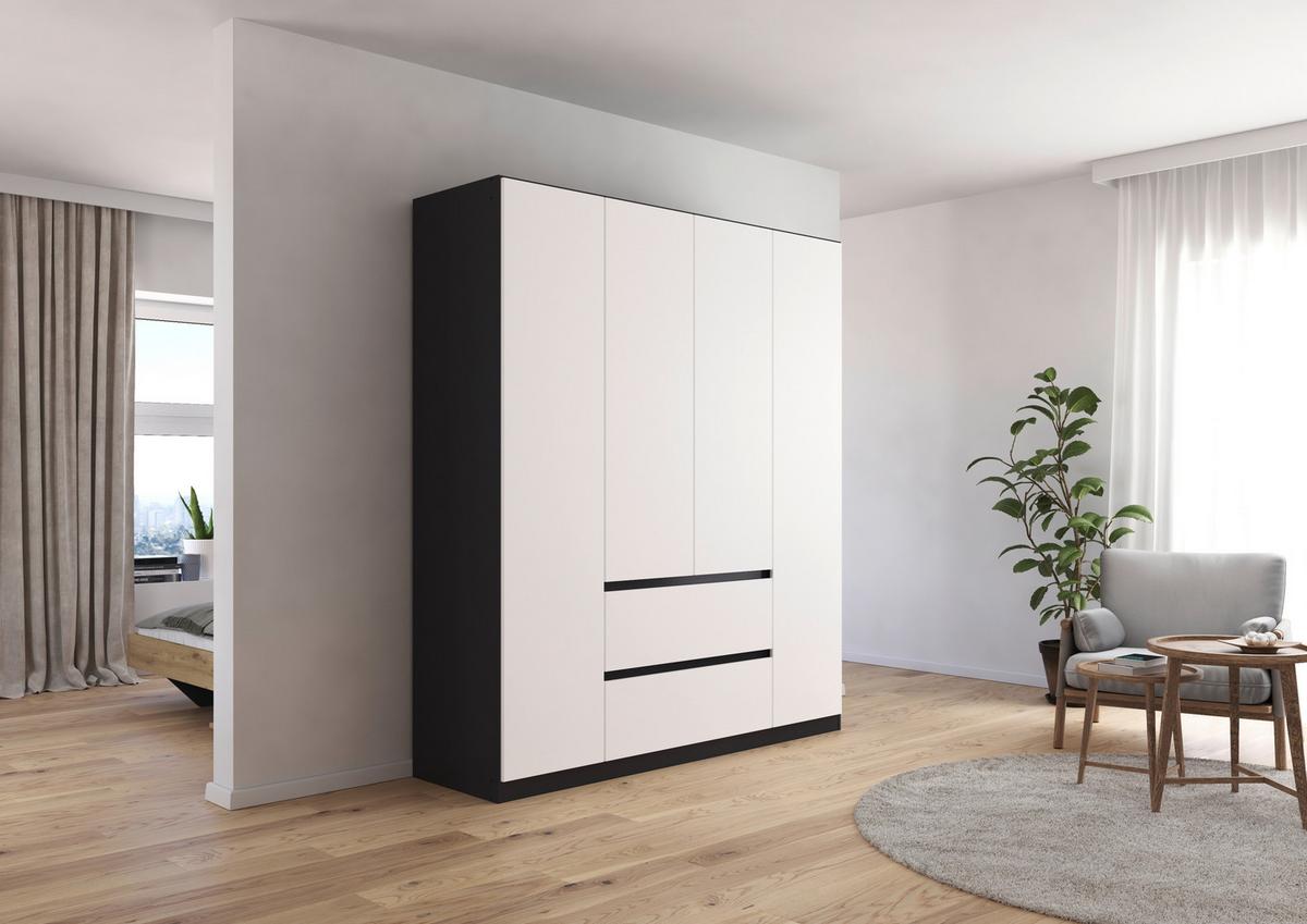 Drehtürenschrank Mainz Grau/Weiß B: 181 cm - Weiß/Grau, Basics, Holzwerkstoff (181/210/54cm) - Rauch Möbel