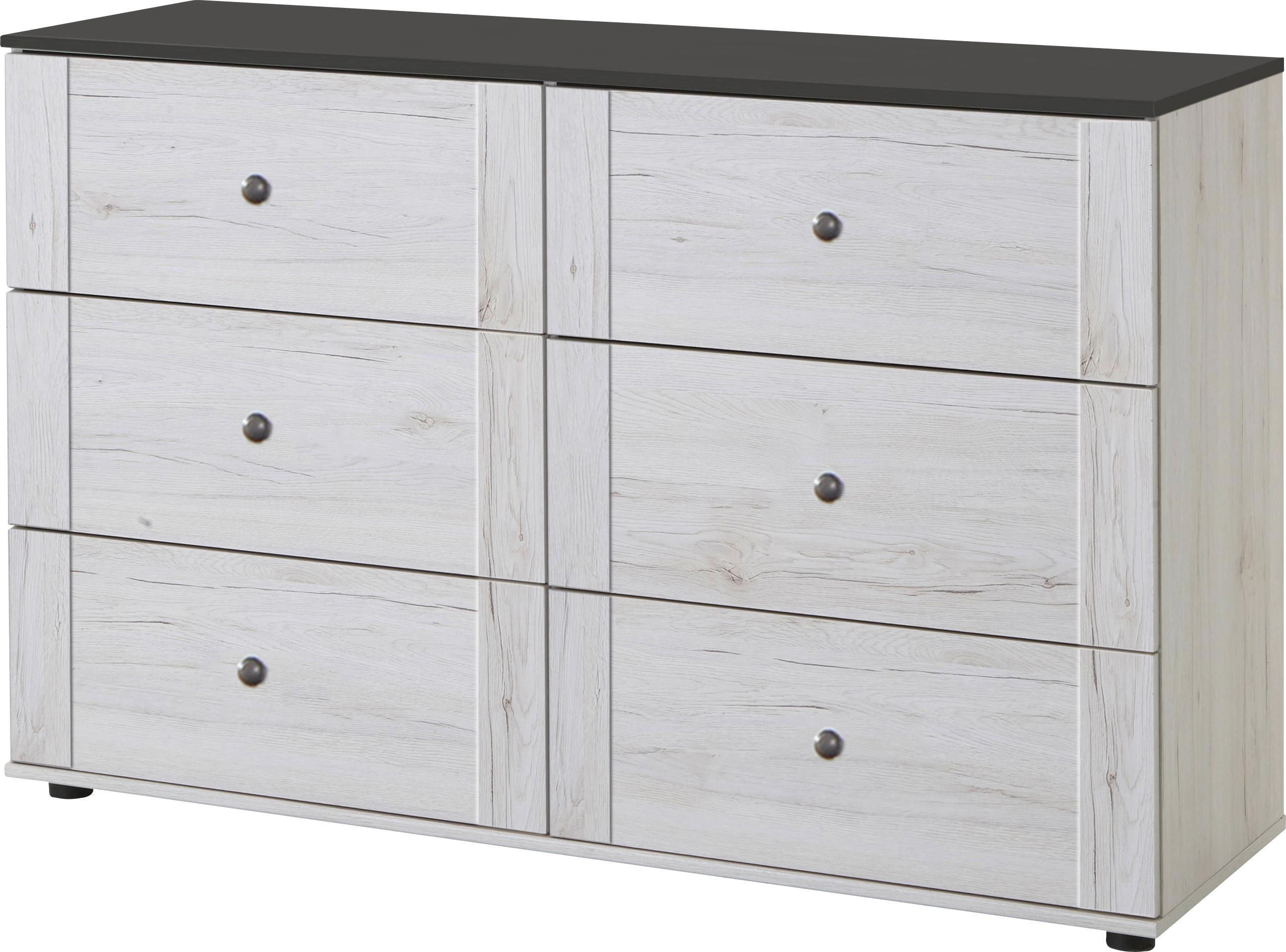 Kommode Chateau B: ca. 130 cm Weiß - Braun/Weiß, LIFESTYLE, Holzwerkstoff (130/83/41cm) - Carryhome