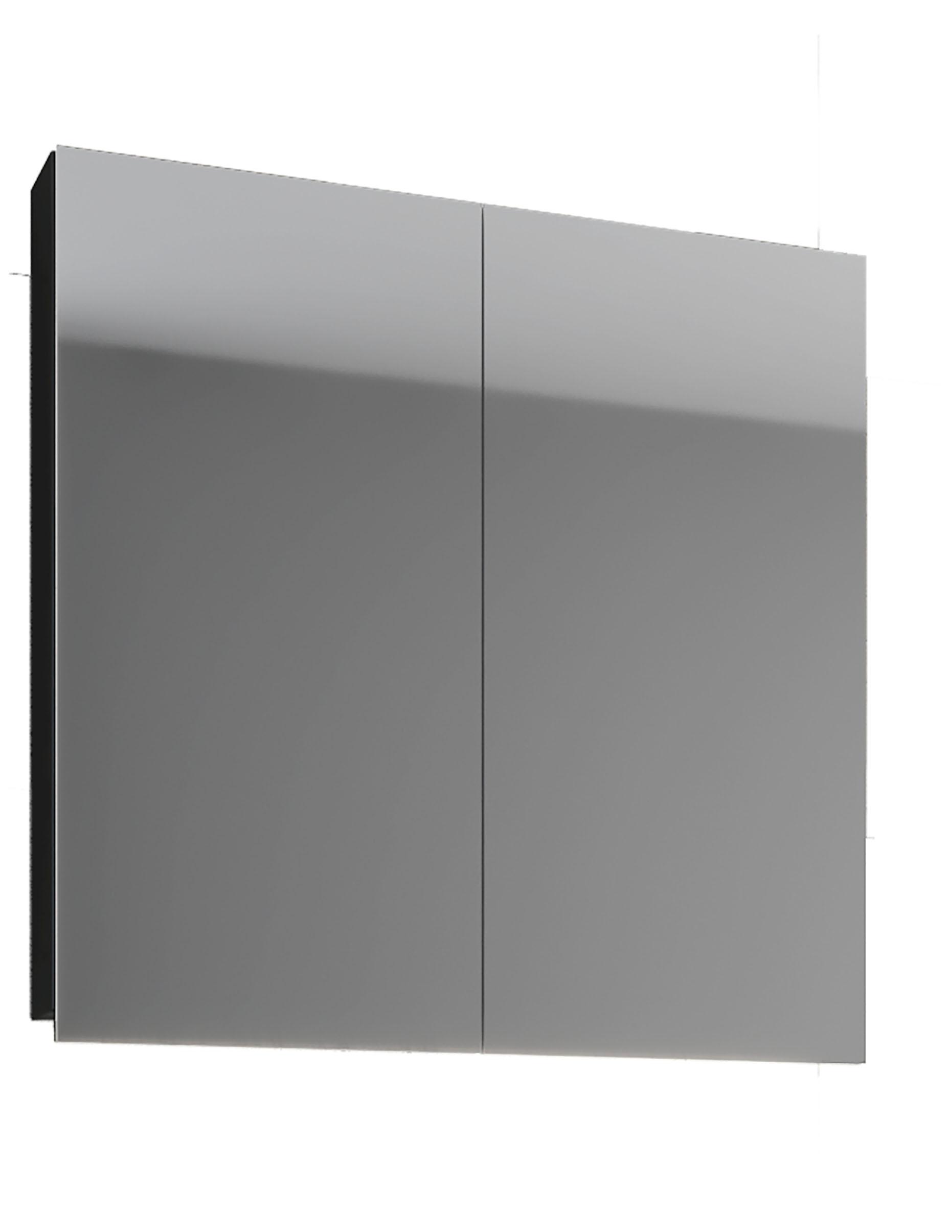 Spiegelschrank Vcb 1 2-Türig BxHxT: 60x59x12 cm - Schwarz, Basics, Glas/Holzwerkstoff (60/59/12cm) - MID.YOU