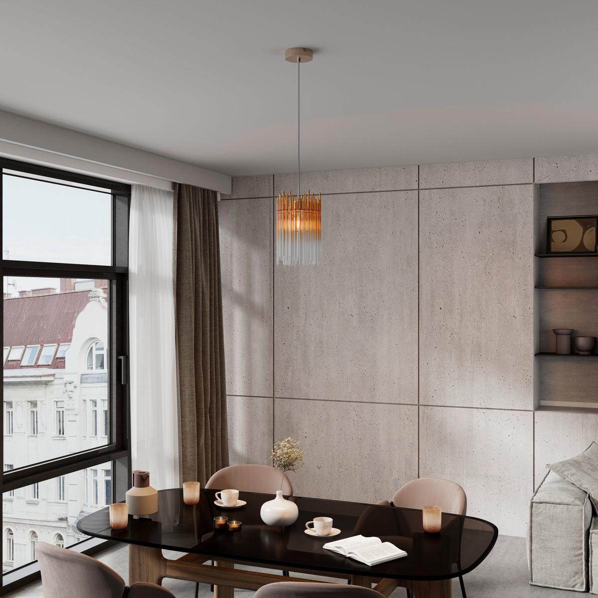 HÄNGELEUCHTE STAB - Champagner/Transparent, MODERN, Glas/Kunststoff (20/20/150cm)
