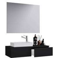 Badezimmer Gudas Schwarz B: 85 Cm - Schwarz/Weiß, MODERN, Keramik/Holzwerkstoff (85cm) - MID.YOU