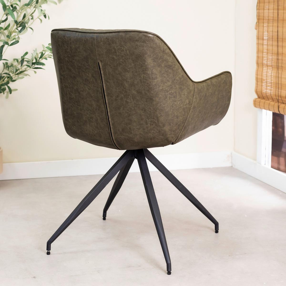 Armlehnstuhl-Set Gabi Dunklegrün - Dunkelgrün/Schwarz, KONVENTIONELL, Textil/Metall (62/82/61cm) - MID.YOU