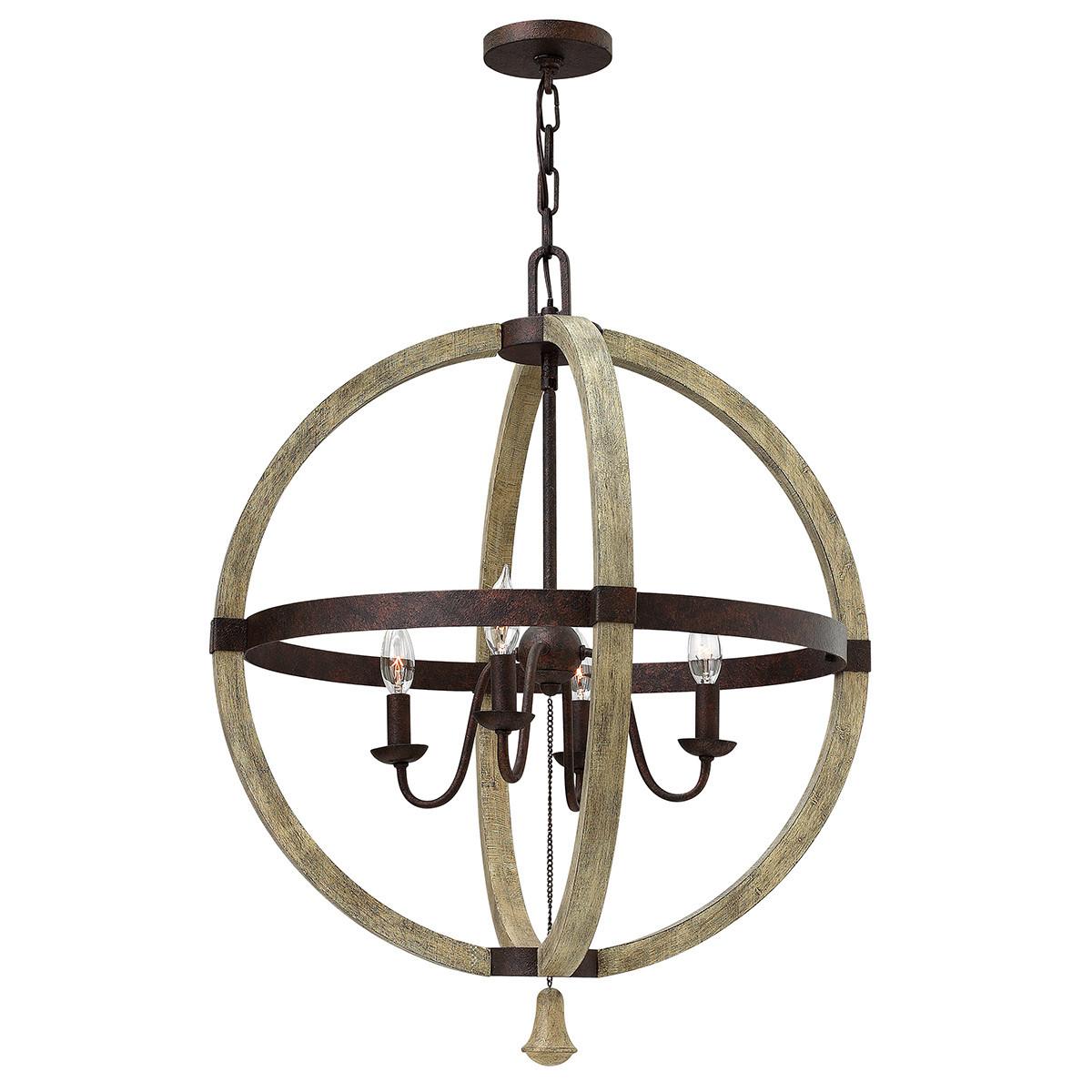 Kronleuchter H: 82,2 cm 4-Flammig - Rostfarben, KONVENTIONELL, Holz/Metall (61.0/82.2cm) - Elstead Lighting