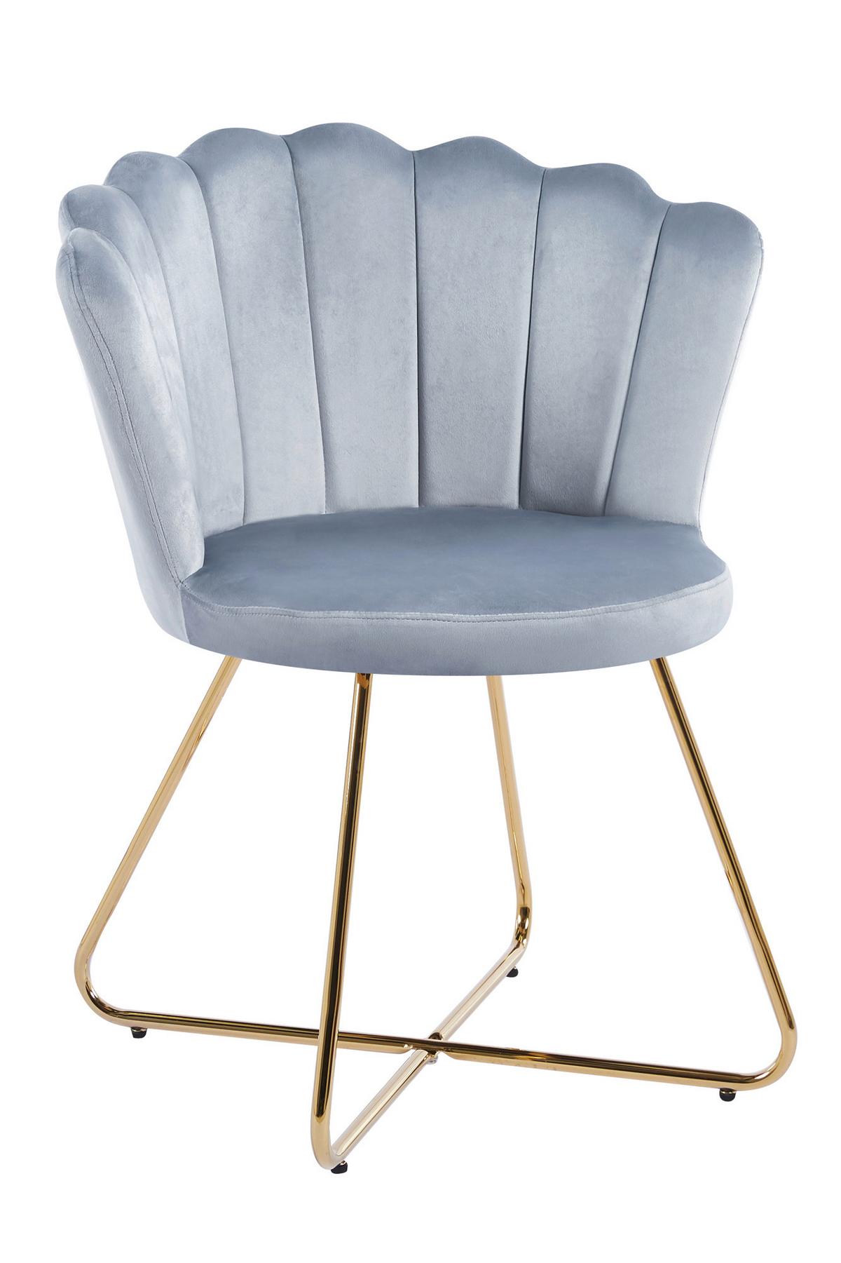 Stuhl-Set Hellgrau B: 69,5 cm - Goldfarben/Hellgrau, MODERN, Textil/Metall (69,5/85/66cm) - Livetastic