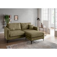 Ecksofa Eliza, Olivgrün S: 204x153 cm - Schwarz/Olivgrün, Basics, Textil (204/153cm) - Livetastic