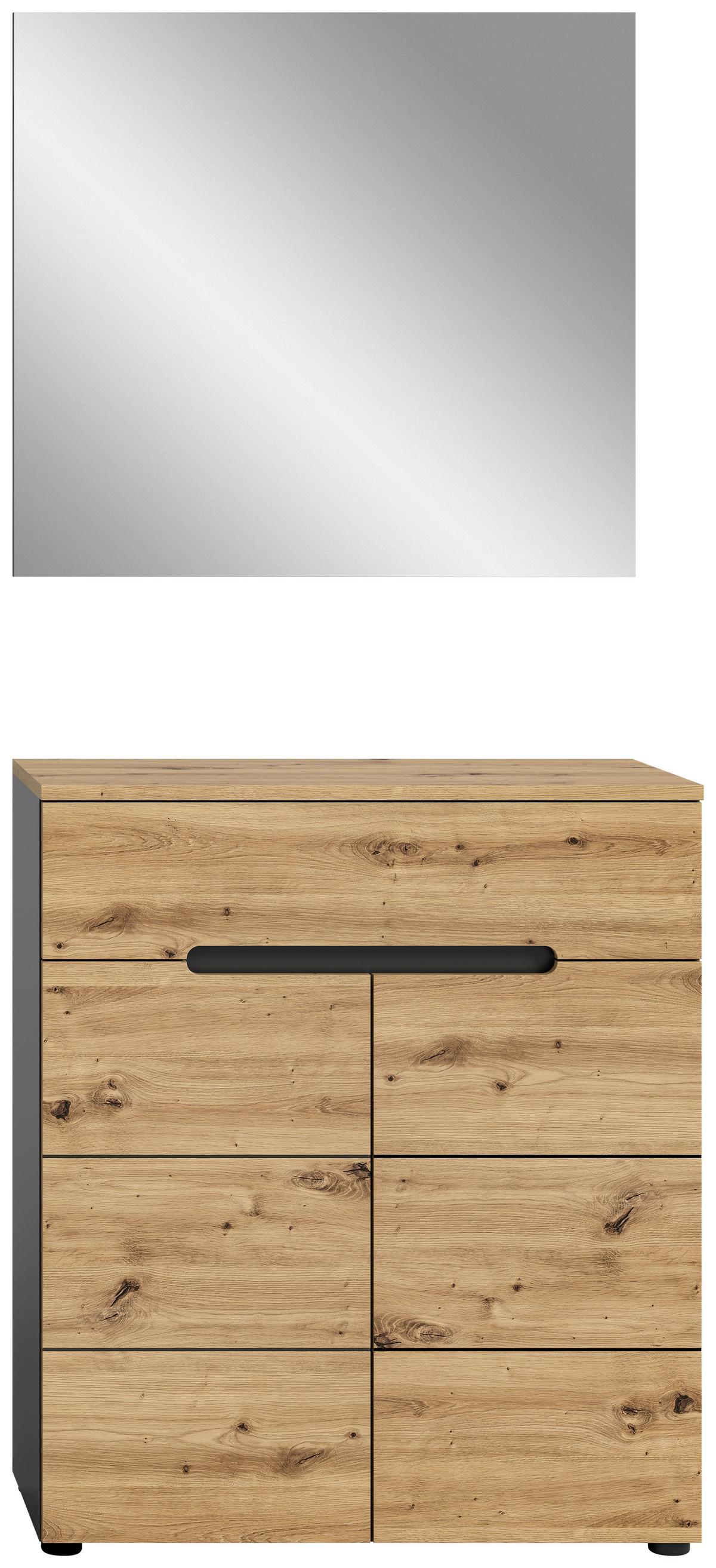 Garderobe Canu Eiche Artisan B: 80 cm - KONVENTIONELL, Glas/Holzwerkstoff (80/190/37cm) - MID.YOU