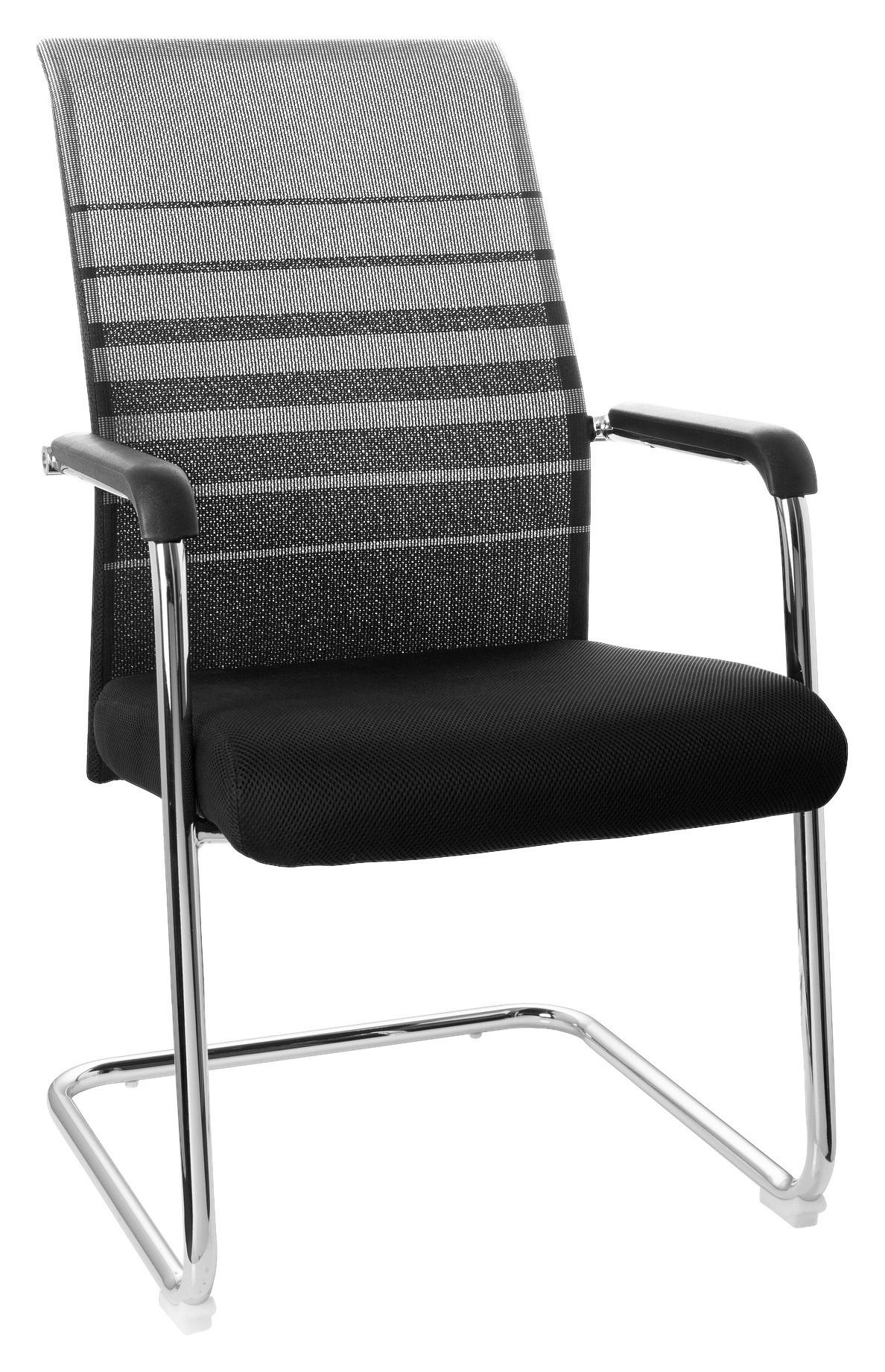 Besucherstuhl mit Armstützen Grau/Schwarz Bis 120 Kg - Chromfarben/Schwarz, MODERN, Kunststoff/Textil (57/104/55cm) - MID.YOU