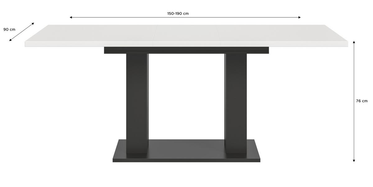 Ausziehtisch Marlon 150 Az Weiß/grau, B:150-190 Cm - Weiß/Grau, KONVENTIONELL, Holzwerkstoff (150-190/90/76cm)