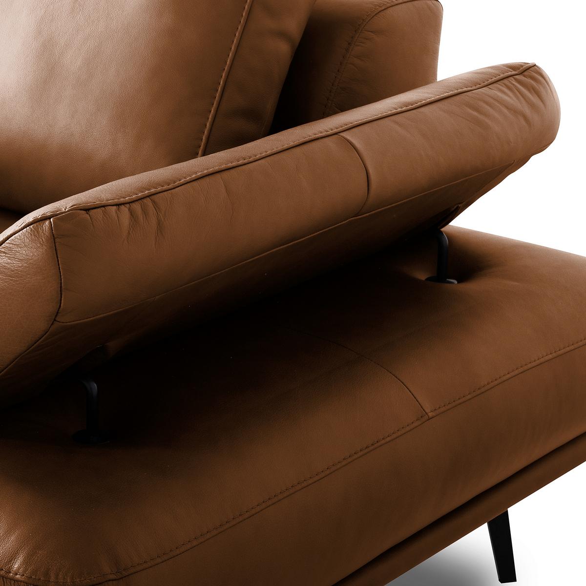 Ecksofa Como Echtleder Cognac 237x306 - Cognac/Schwarz, Design, Leder (237/306cm) - Livetastic