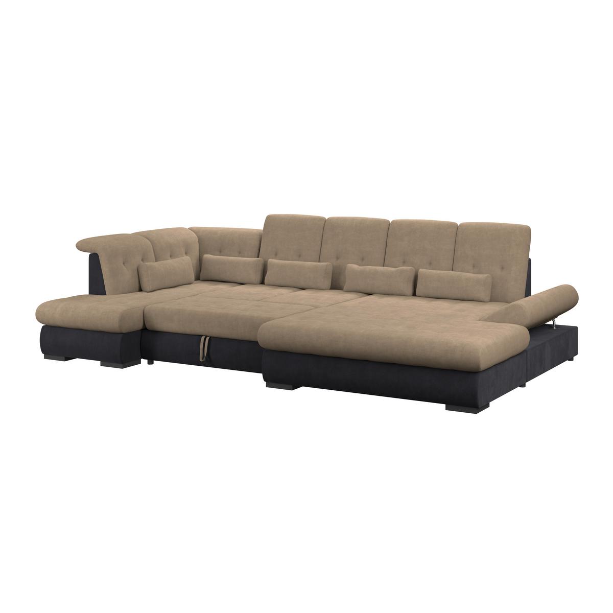 Wohnlandschaft Madera Mit Schlaffunktion Dunkelbraun - Dunkelbraun/Anthrazit, KONVENTIONELL, Kunststoff/Textil (212/358/190cm)