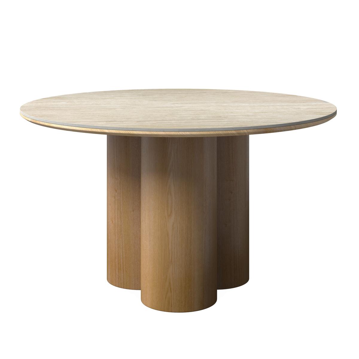 Jedálenský stôl Kiano, P: 130 cm - prírodná farba/krémová, Modern, drevo/kompozitné drevo (130/75cm) - Bessagi Home