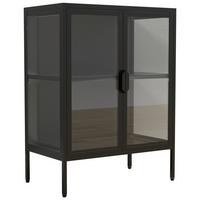 Vitrine Floka Schwarz B: 60 cm - Transparent/Schwarz, Design, Glas/Metall (60/80/35cm) - MID.YOU