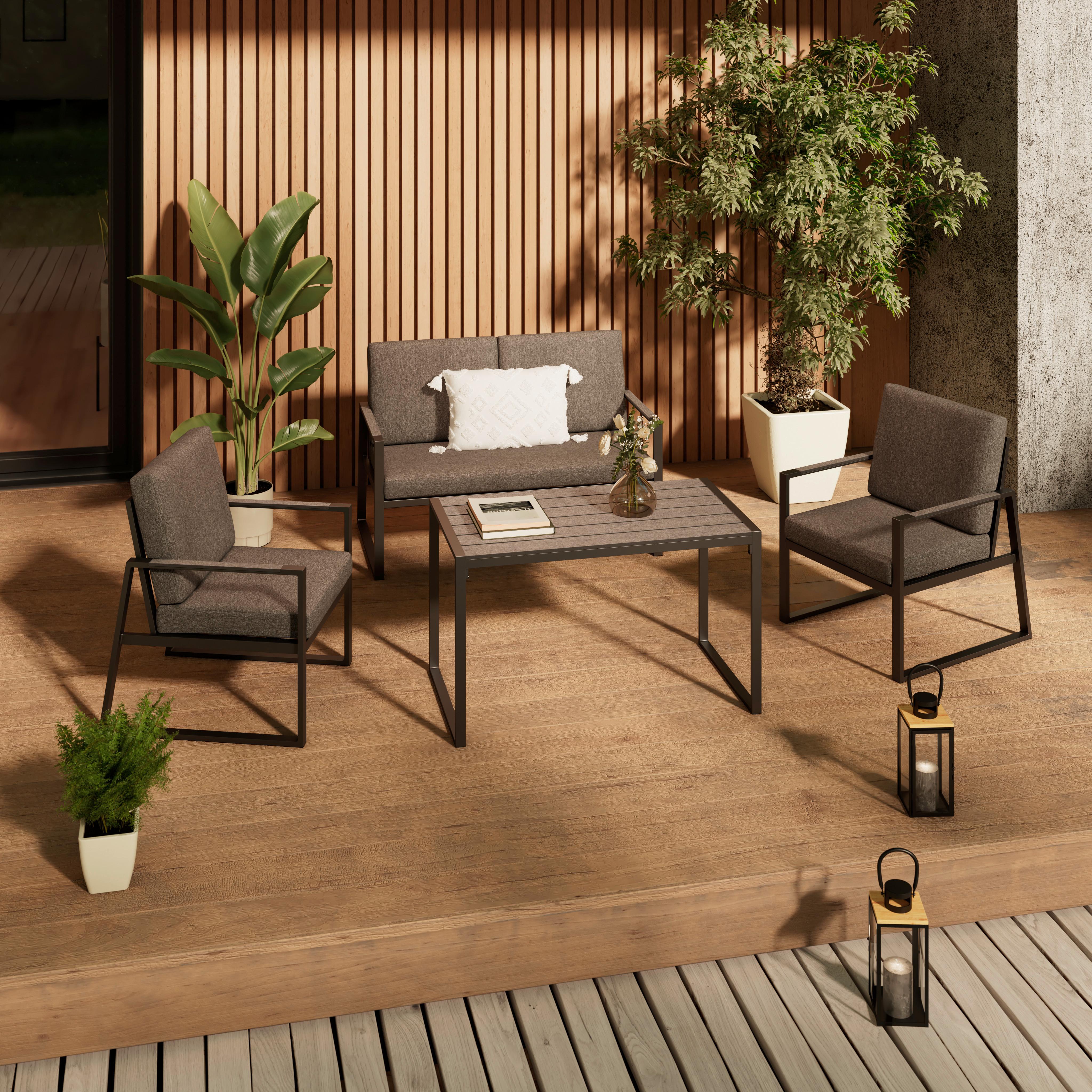 Loungegarnitur Marbella - Anthrazit, MODERN, Kunststoff/Textil - Beldano