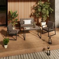 Loungegarnitur Marbella - Anthrazit, MODERN, Kunststoff/Textil - Beldano