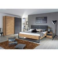 Bett Tampa Anthrazit/Graphit/ Eiche Artisan D. Lf: 160x200cm - Anthrazit/Graphitfarben, MODERN, Textil (160/200cm) - Rauch Möbel