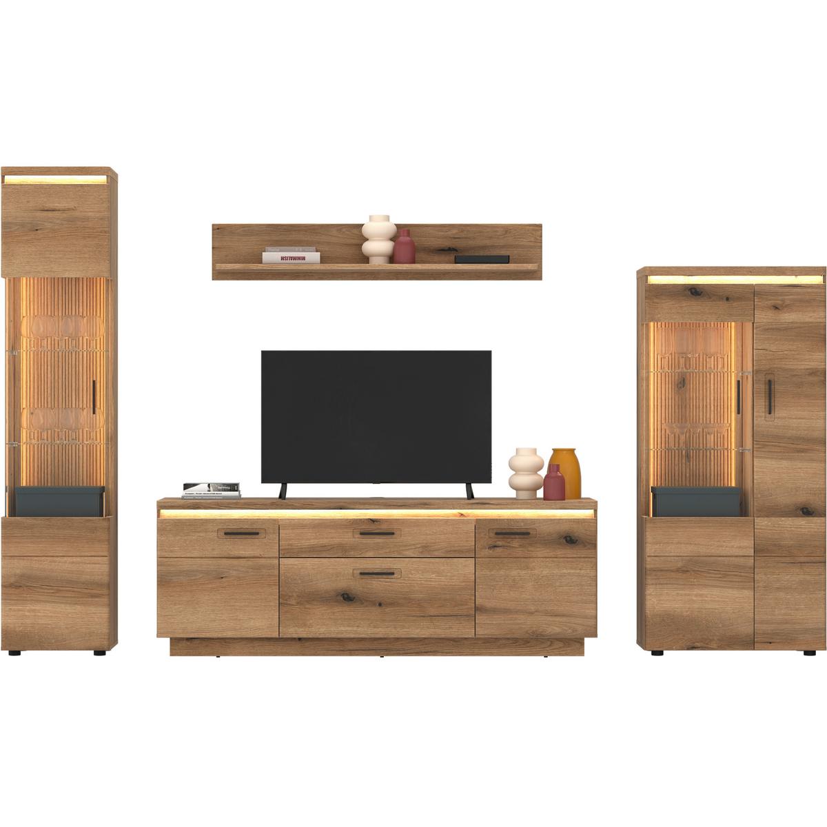WANDREGAL Molina Eiche Dekor B: 140cm - Eichefarben, Basics, Holzwerkstoff (140/24/23,6cm)