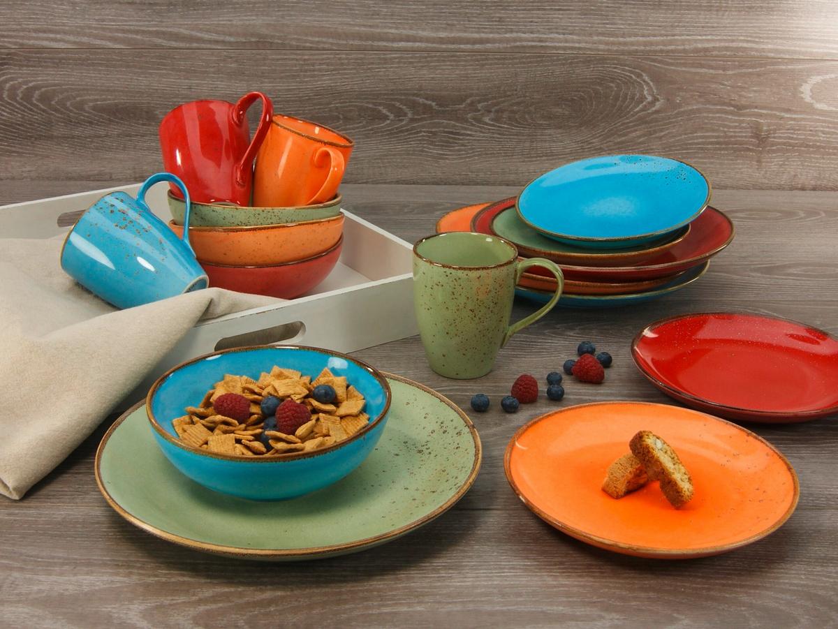 Kombiservice Keramik 4 Personen Geschirr Set - Multicolor, Basics, Keramik - Creatable