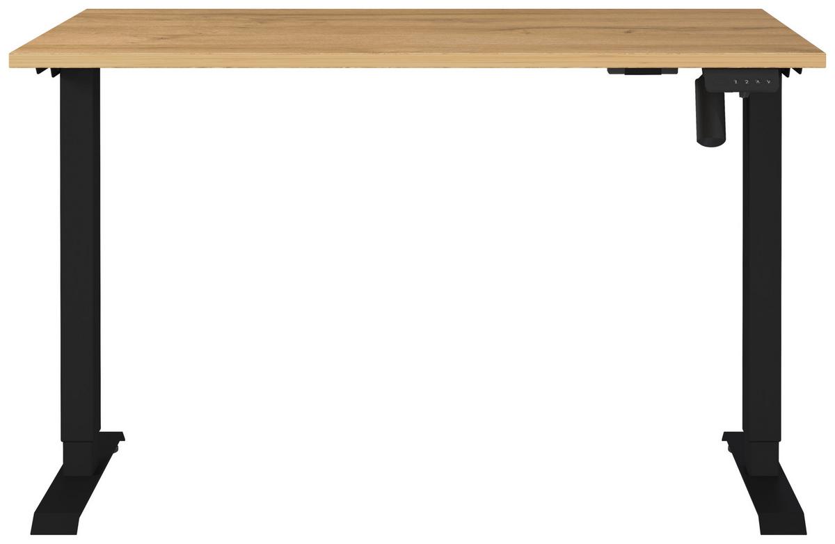 Schreibtisch Profi Schwarz/Eiche Dekor L: 120cm - Eichefarben/Schwarz, MODERN, Holzwerkstoff/Metall (120/80/71-119cm) - Germania