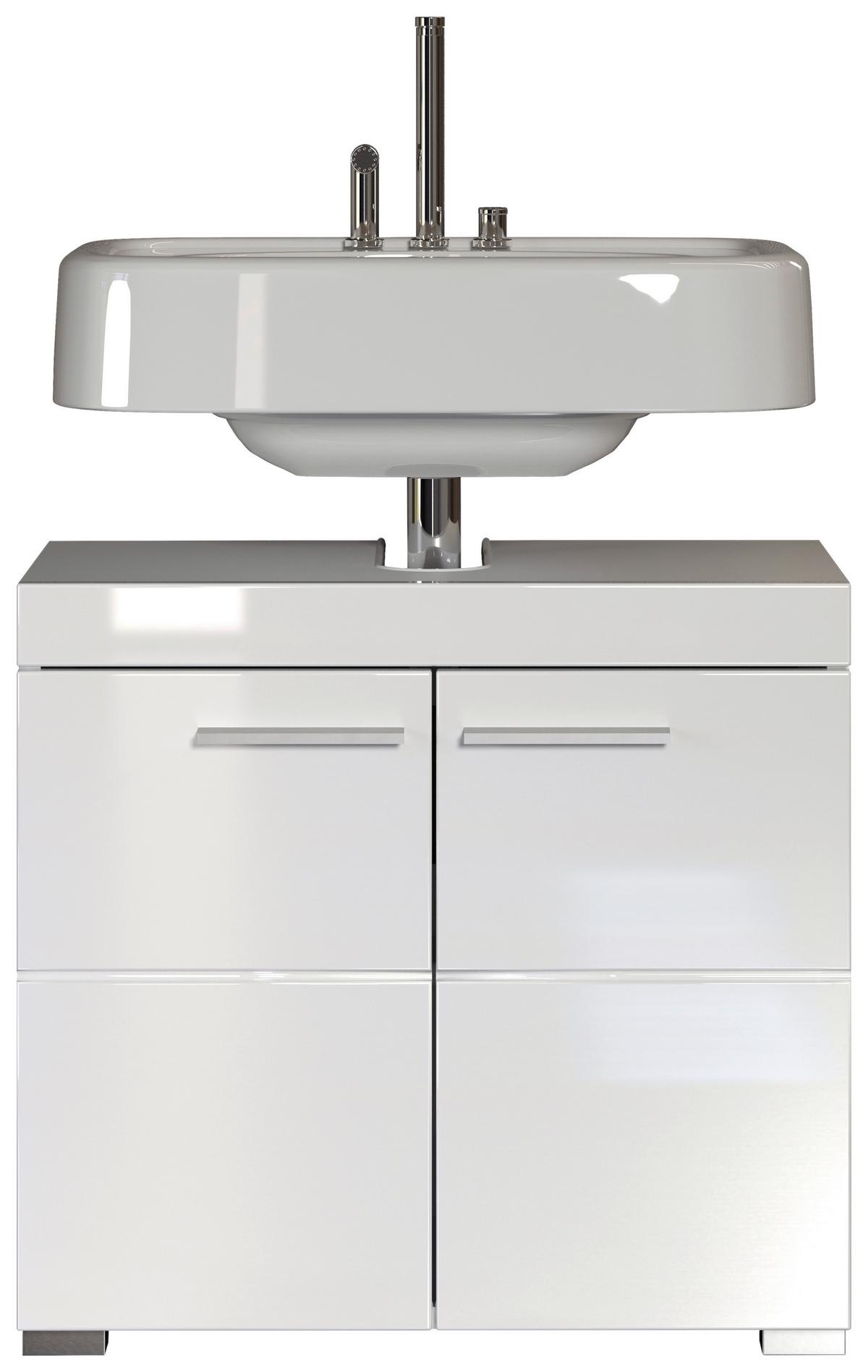 Waschbeckenunterschrank Amanda B: 60 cm Weiss - Silberfarben/Weiß, MODERN, Holzwerkstoff (60/56/34cm) - MID.YOU