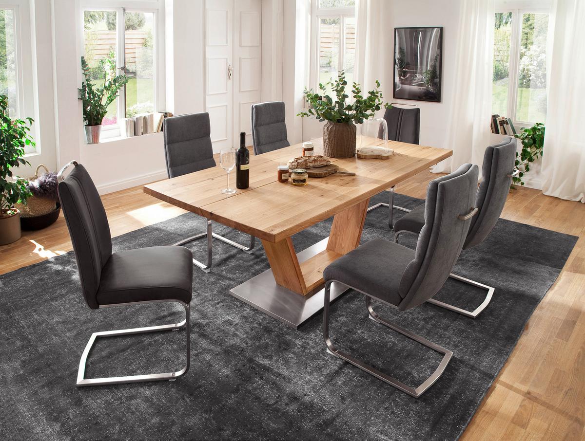 Esstisch Eiche Greta 160x90 Cm Mit Geteilter Platte - Design, Holz/Holzwerkstoff (160/90/77cm) - Livetastic