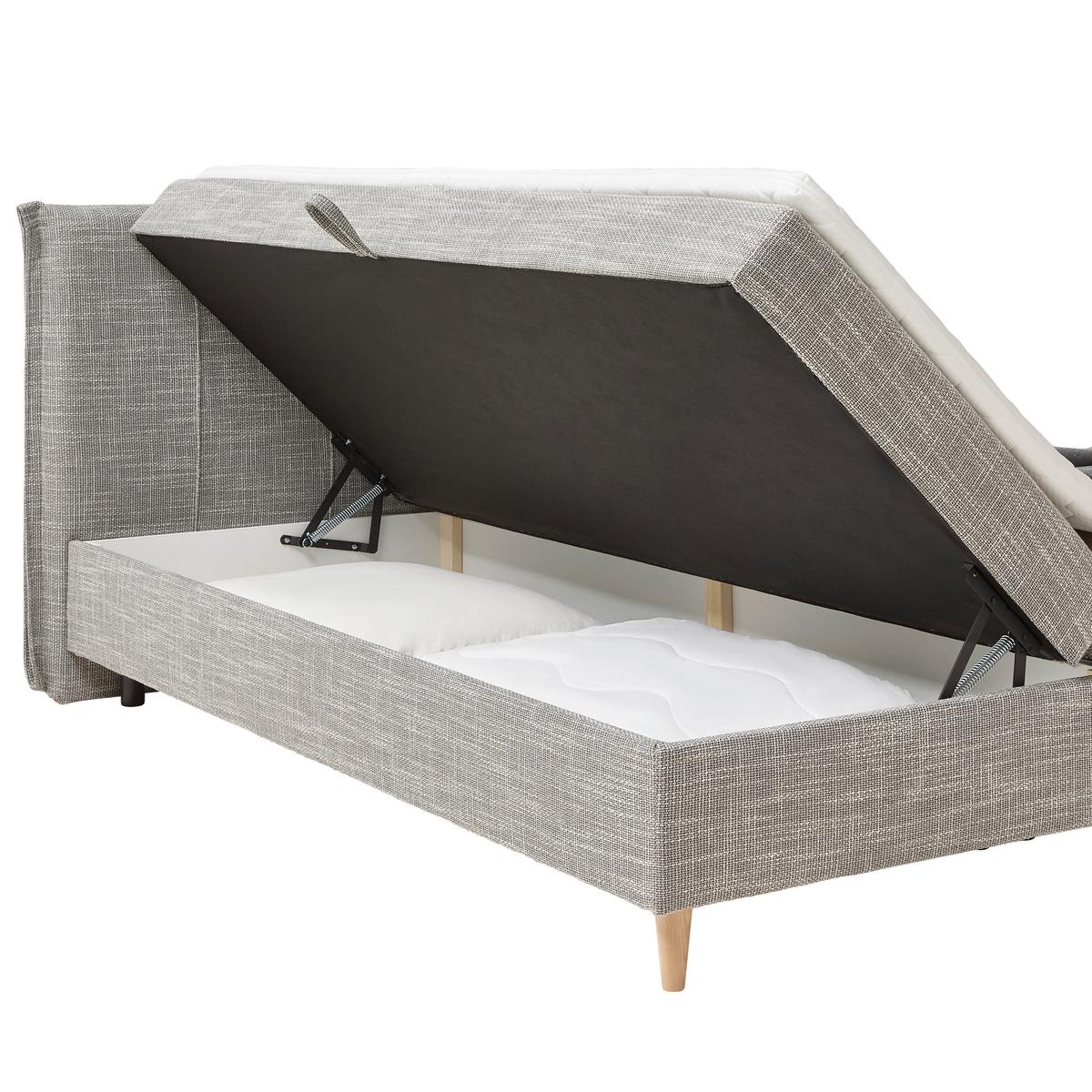 Americká posteľ VELORIA 160x200, sivá - sivá/prírodná farba, Konventionell, drevo/textil (160/200cm) - Mömax