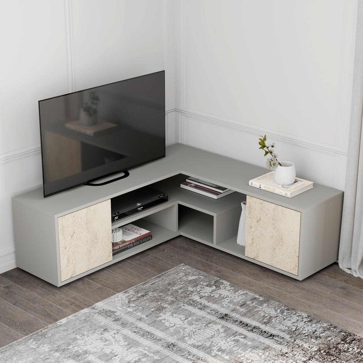 Lowboard Rosa Grau/beige B: 125 Cm - Beige/Grau, Design, Holzwerkstoff (125/40/120cm) - Livetastic