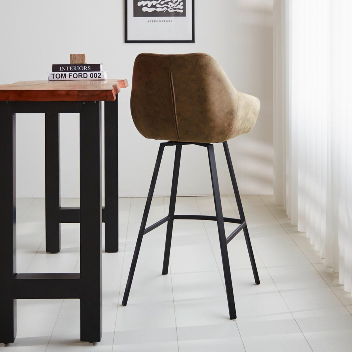 Barhocker-Set Casper Grün B: 55 cm - Schwarz/Grün, MODERN, Textil/Metall (55/109/57cm) - MID.YOU