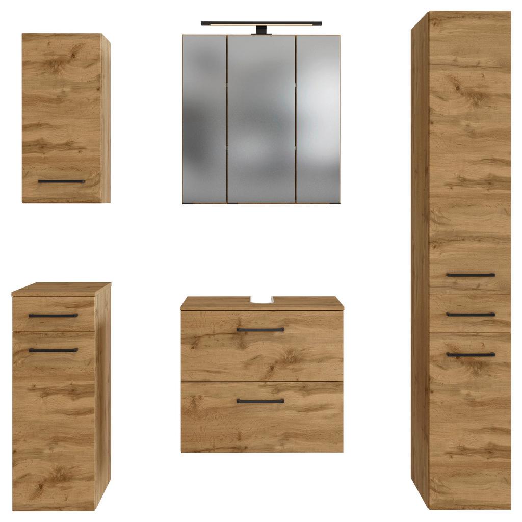 Badmöbel-Set 5--Teilig. Manchester B: 120 cm Eiche Wotan Dekor