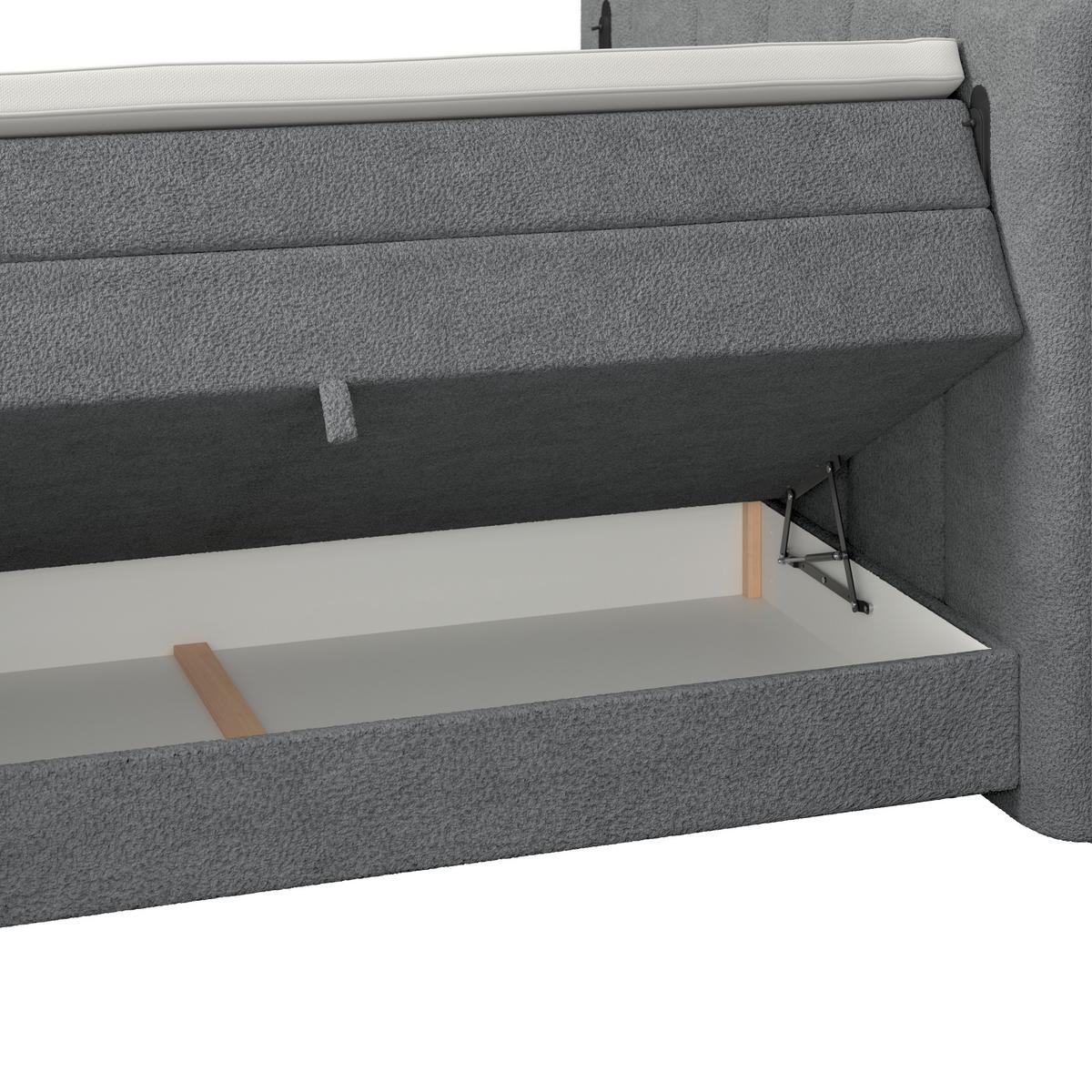 Boxspringbett Elysia inkl. Bettkasten 200x200 - Dunkelgrau/Schwarz, Trend, Holz/Holzwerkstoff (200/200cm) - Luca Bessoni