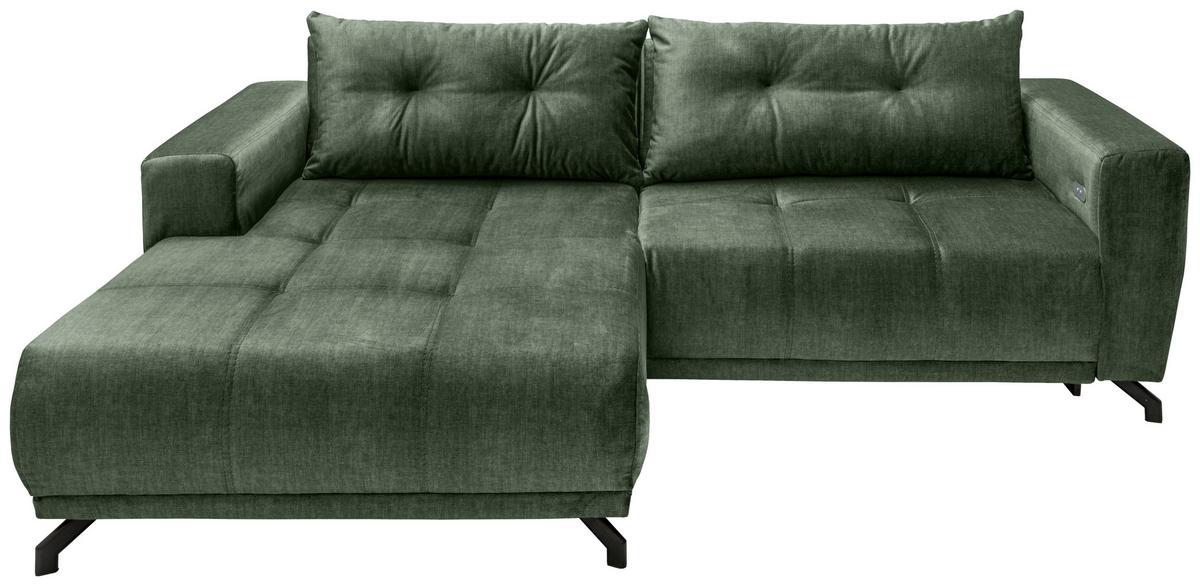Ecksofa Restato Dunkelgrün S: 177x246 cm - Dunkelgrün/Schwarz, MODERN, Textil (177/246cm) - MID.YOU