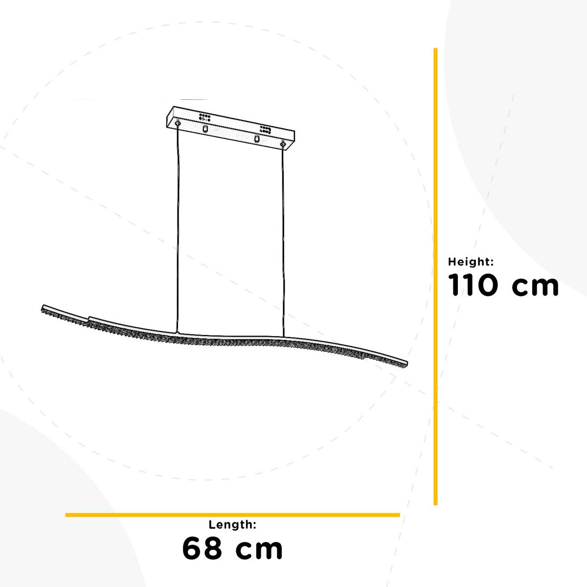 LED-Hängeleuchte Onda Graphitfarben Klar L: 100 cm - Klar/Graphitfarben, Design, Glas/Metall (100/3/110cm)