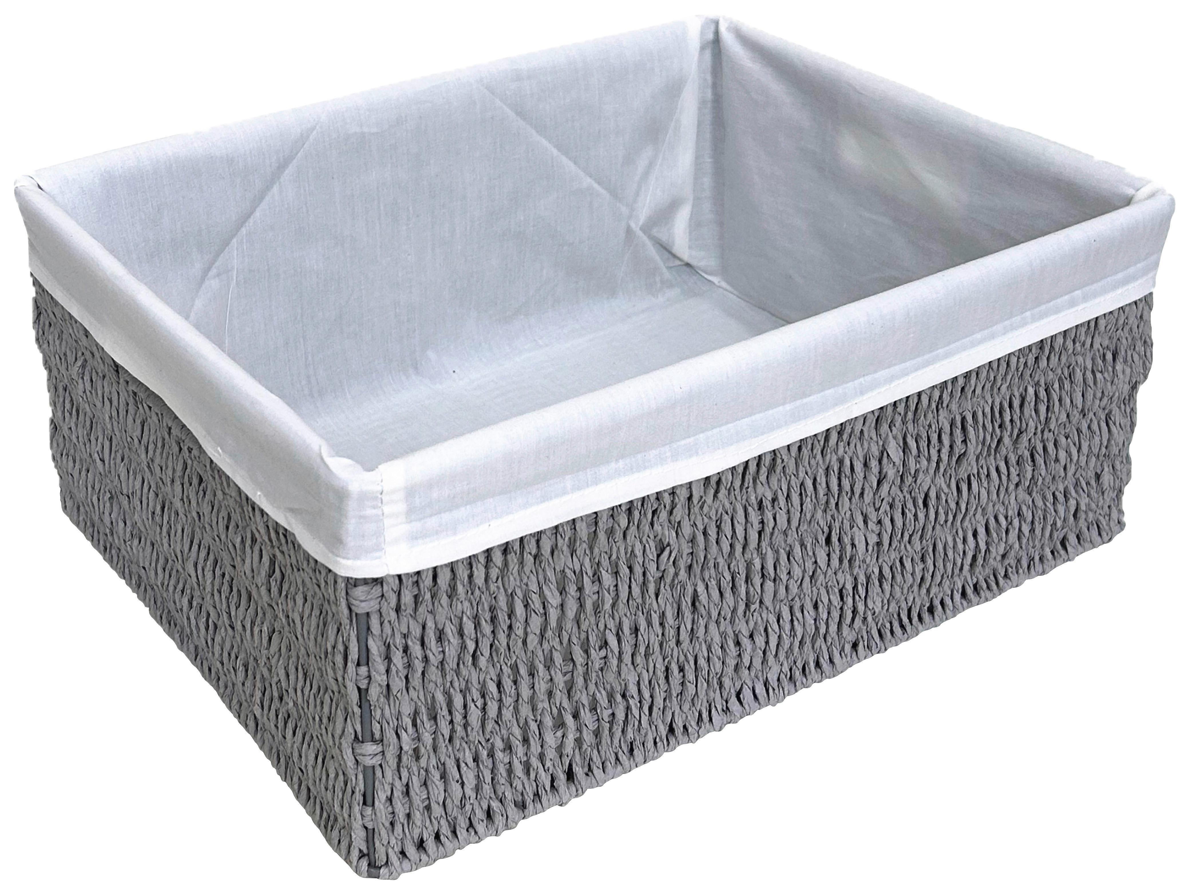 Košík na drobnosti SALLY - XL - šedá/bílá, kov/textil (40/31/17cm) - Mömax