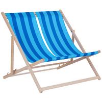 Strandsessel Beach Holz, Textil - Blau/Dunkelblau, Basics, Holz/Textil (118/140/4cm)