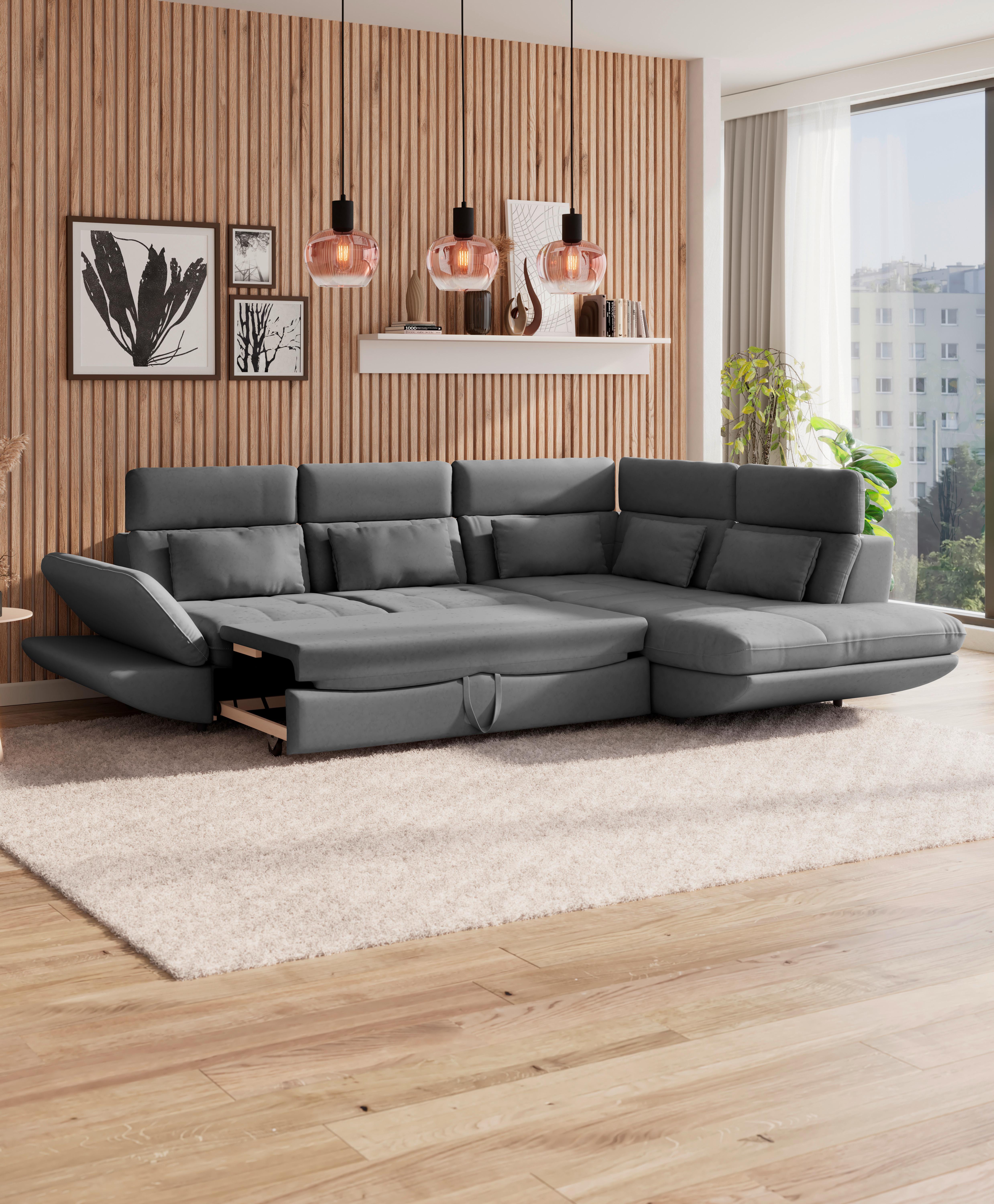 Wohnlandschaft Park - Dunkelgrau/Schwarz, MODERN, Textil (233/311cm) - Luca Bessoni