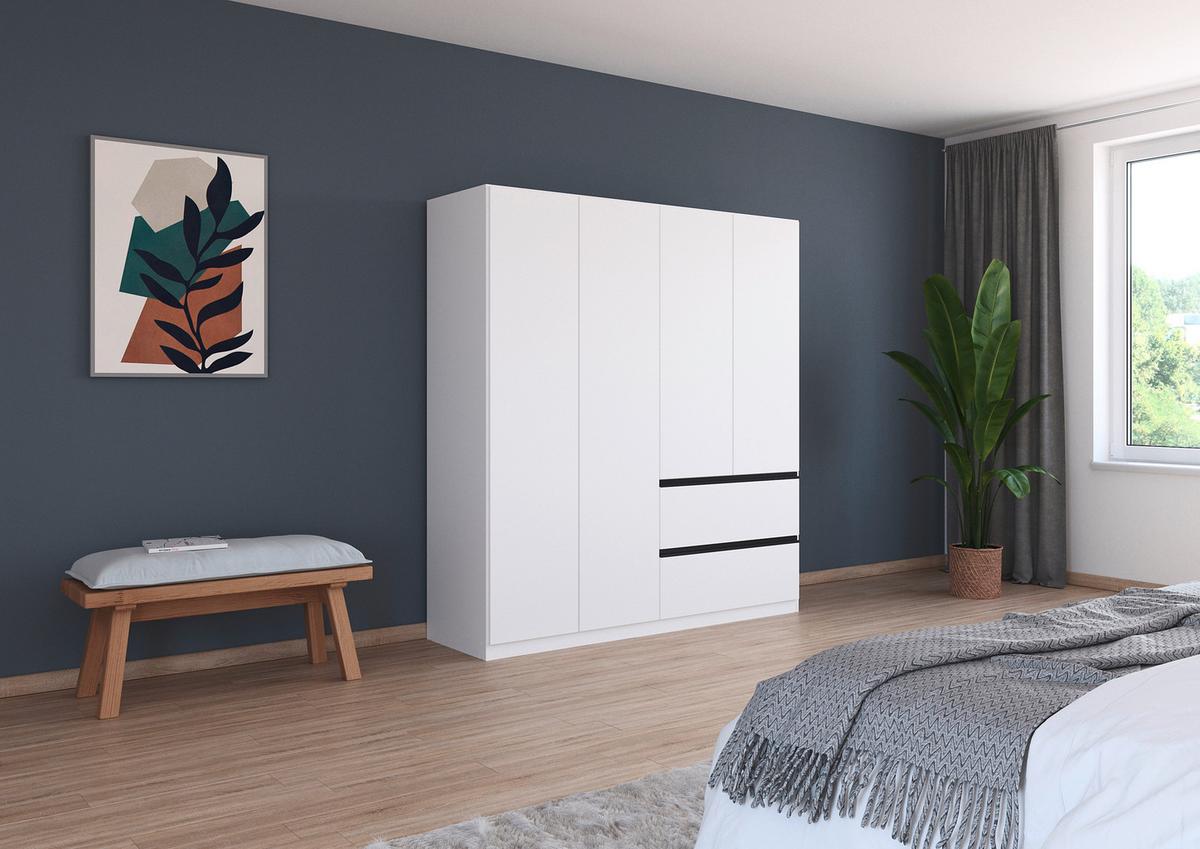 Drehtürenschrank Costa Weiß B: 181 cm - Weiß, MODERN, Holzwerkstoff (181/197/54cm) - Rauch Möbel