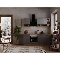 Küchenzeile mit Geräten 220 cm Grau/Eiche Dekor - Eichefarben/Grau, MODERN, Holzwerkstoff (220cm) - Respekta