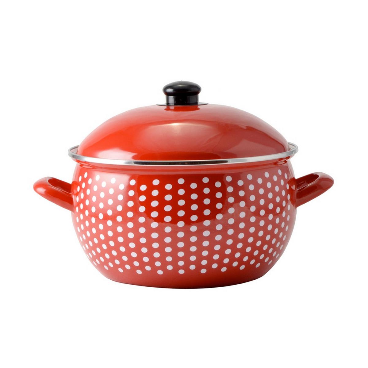 Főzőedény Zománcozott Lábas - piros/fehér, fém